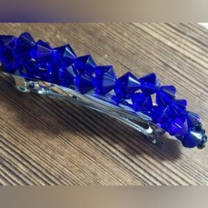Ladies Blue Beaded Hair Barrett,  Handmade Ladies Hair Accessories/Blue Barrette